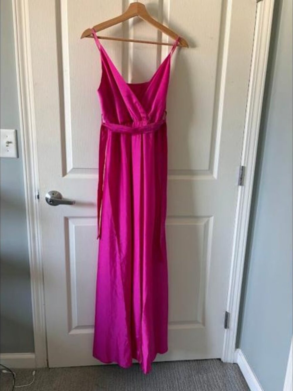 Fuchsia long tie-waist gown